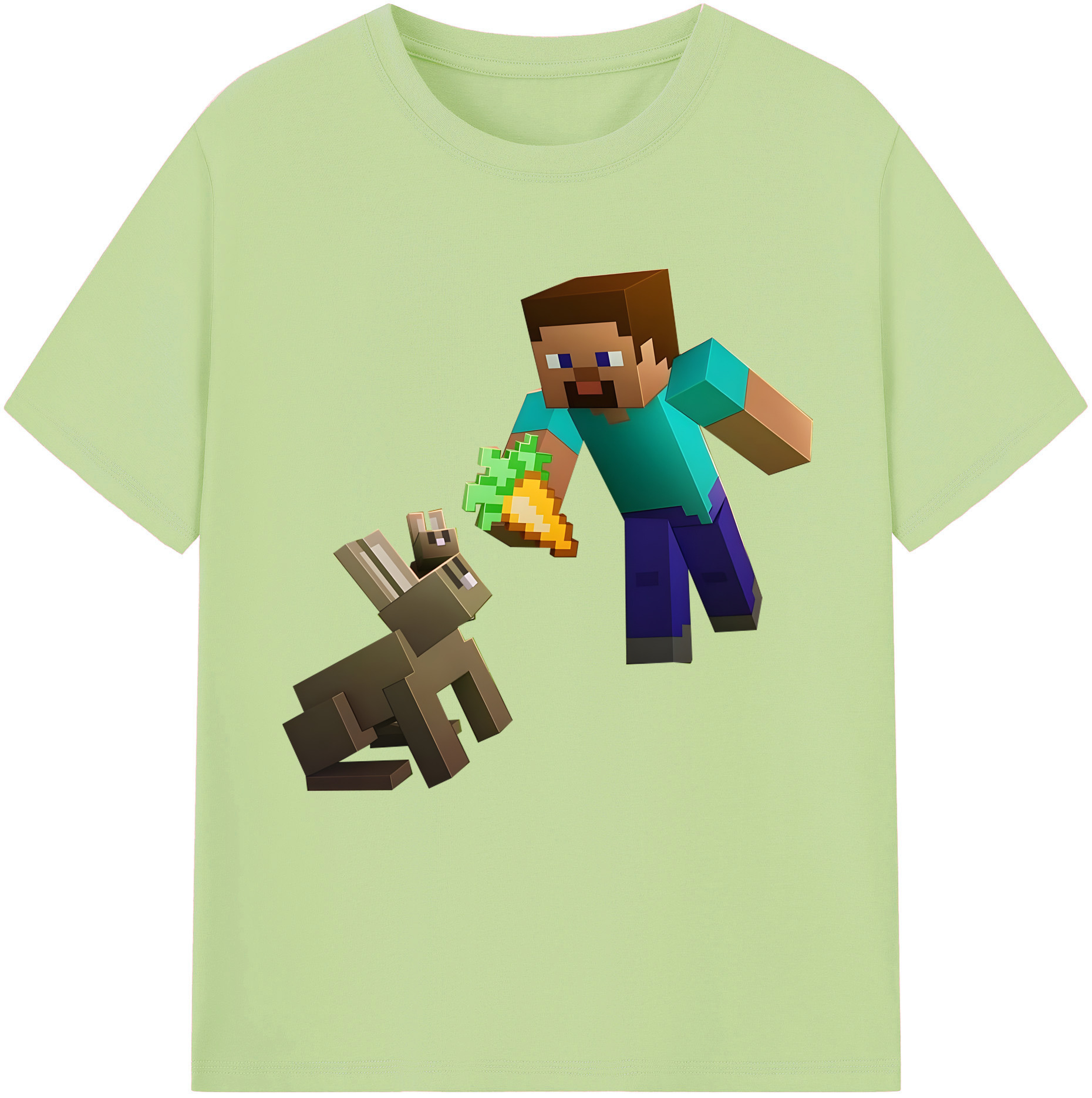 （画像用） マインクラフト ブロックの世界 Minecraft MC Block world 綿100％半袖Tシャツ（フロントプリント）